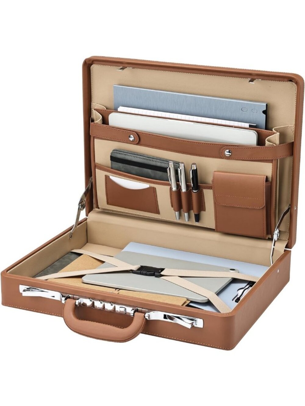 Professional Leather Briefcase for Men - 16" Laptop Case, Durable Attache Bag